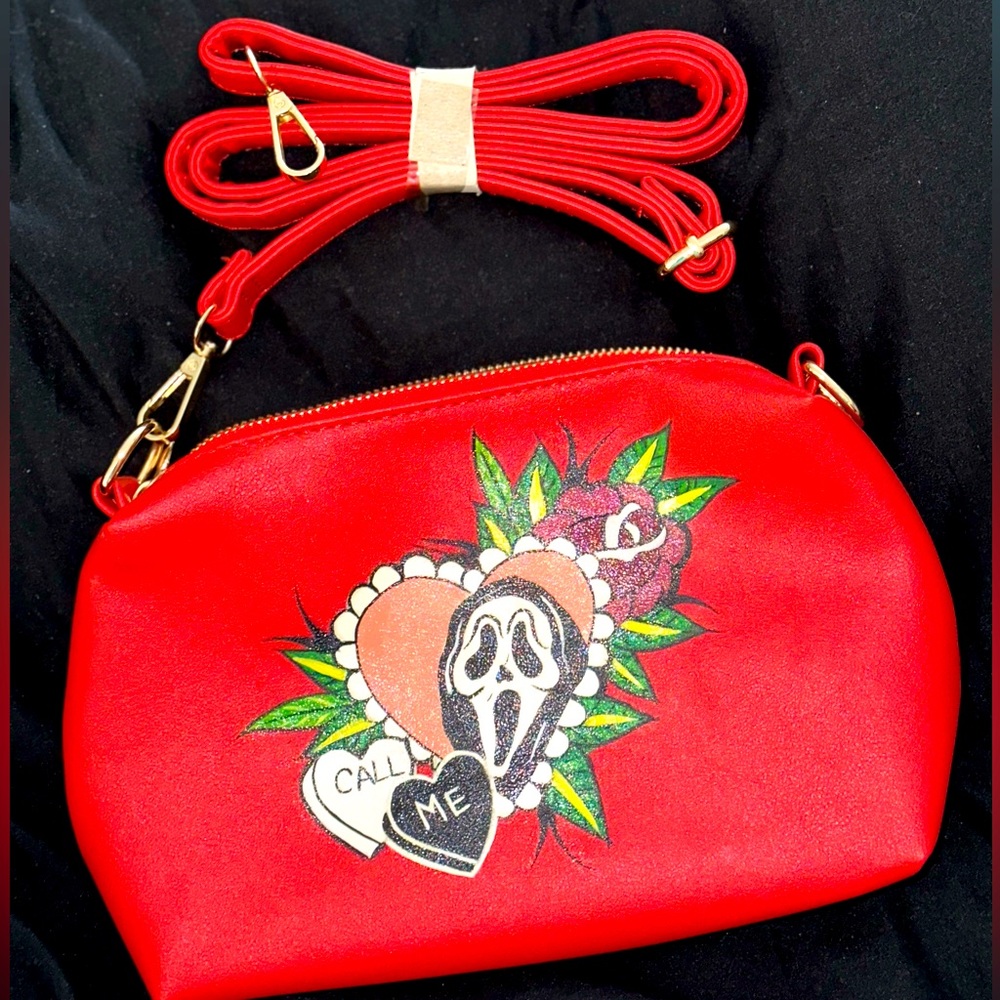 Hand painted “Scream Call Me” Crossbody BRANDNEW 10x6
